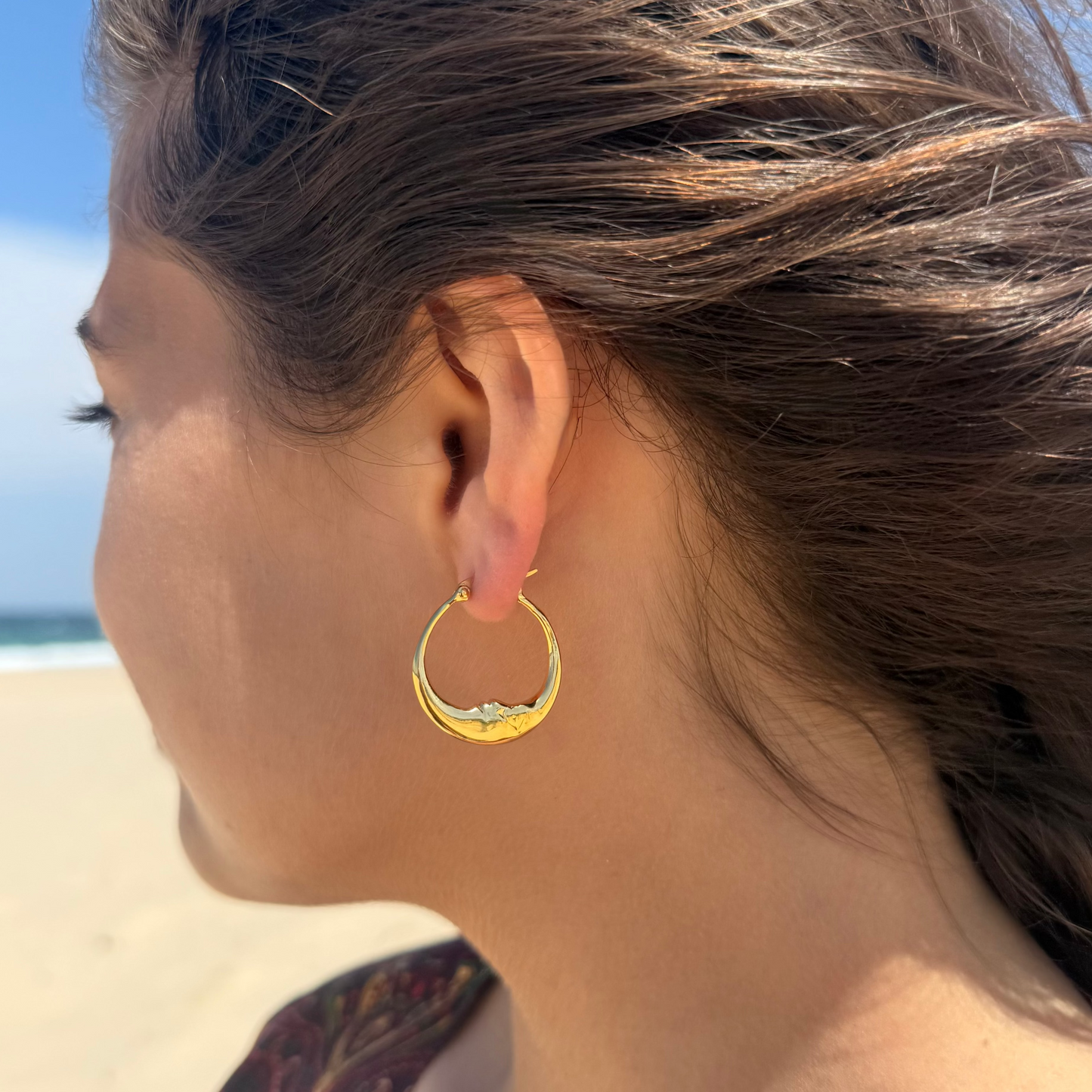 Celestial Moon Hoop Earrings