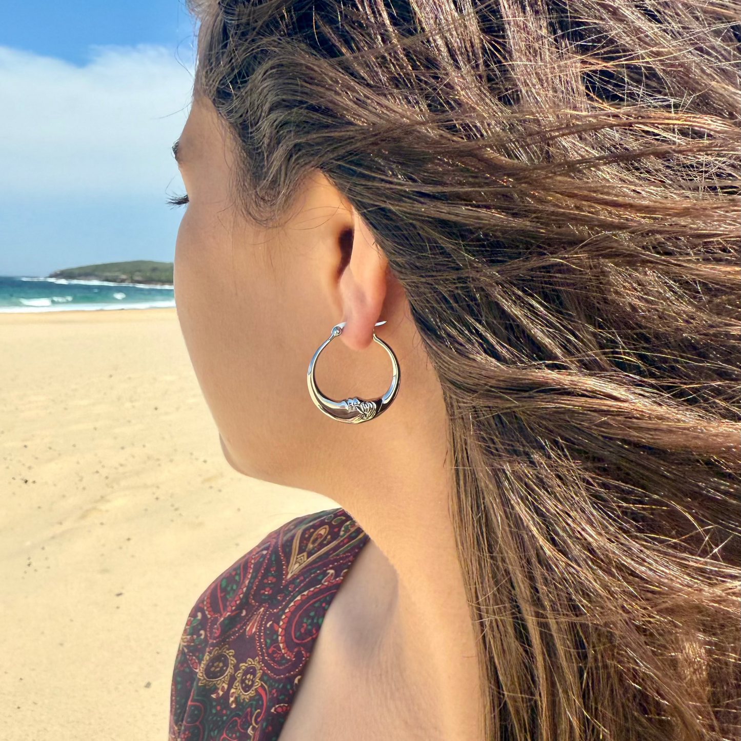 Celestial Moon Hoop Earrings