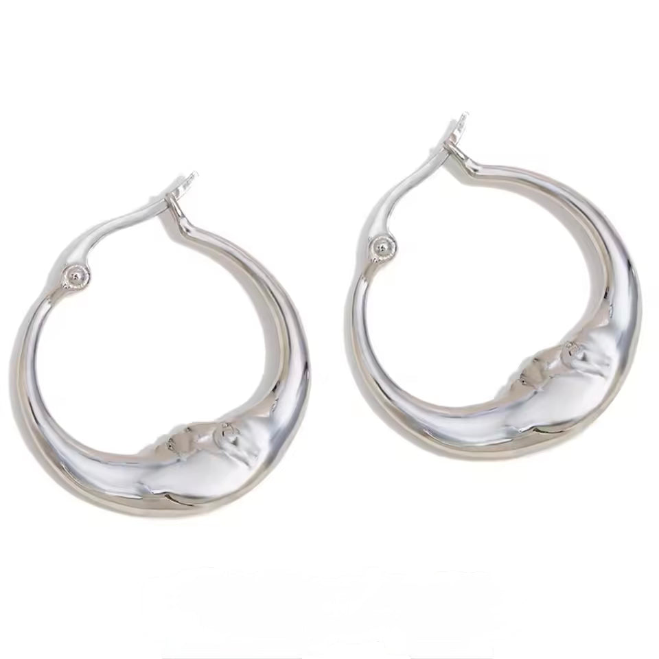 Celestial Moon Hoop Earrings